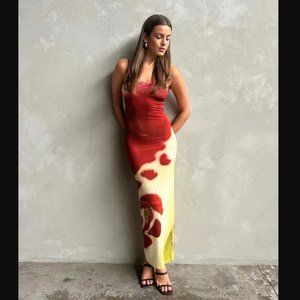 Paloma Wool Red Blossom Midi Dress Size L